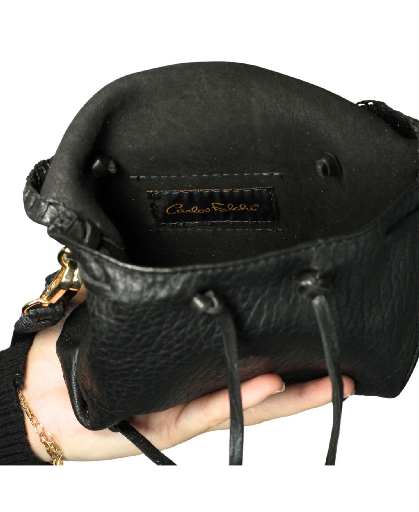 Сумка Carlos Falchi Mini Butterfly Lambskin Leather, цвет: Чёрный обсидиановый — фото 6