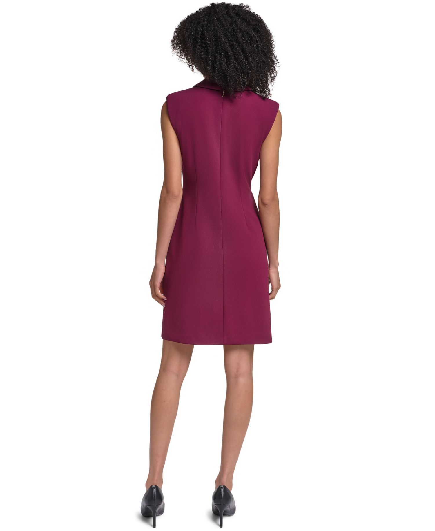 Women's Brooch Button Scuba Crepe Sheath Dress