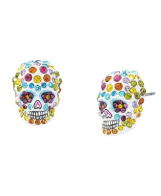 Faux-Stone Sugar Skull Stud Earrings