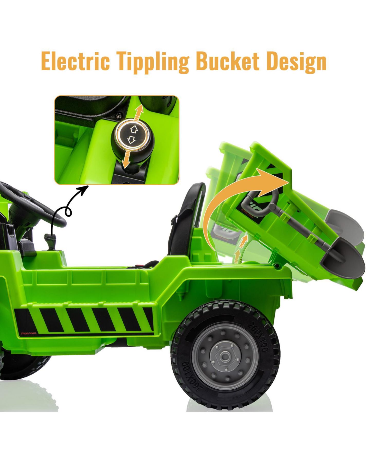 Детская игрушка homfan 12V Electric Ride-On Dump Truck with Remote Control, Built-in USB/MP3 Music Player, Toy Car for Toddlers Ages 1-8 — фото 3