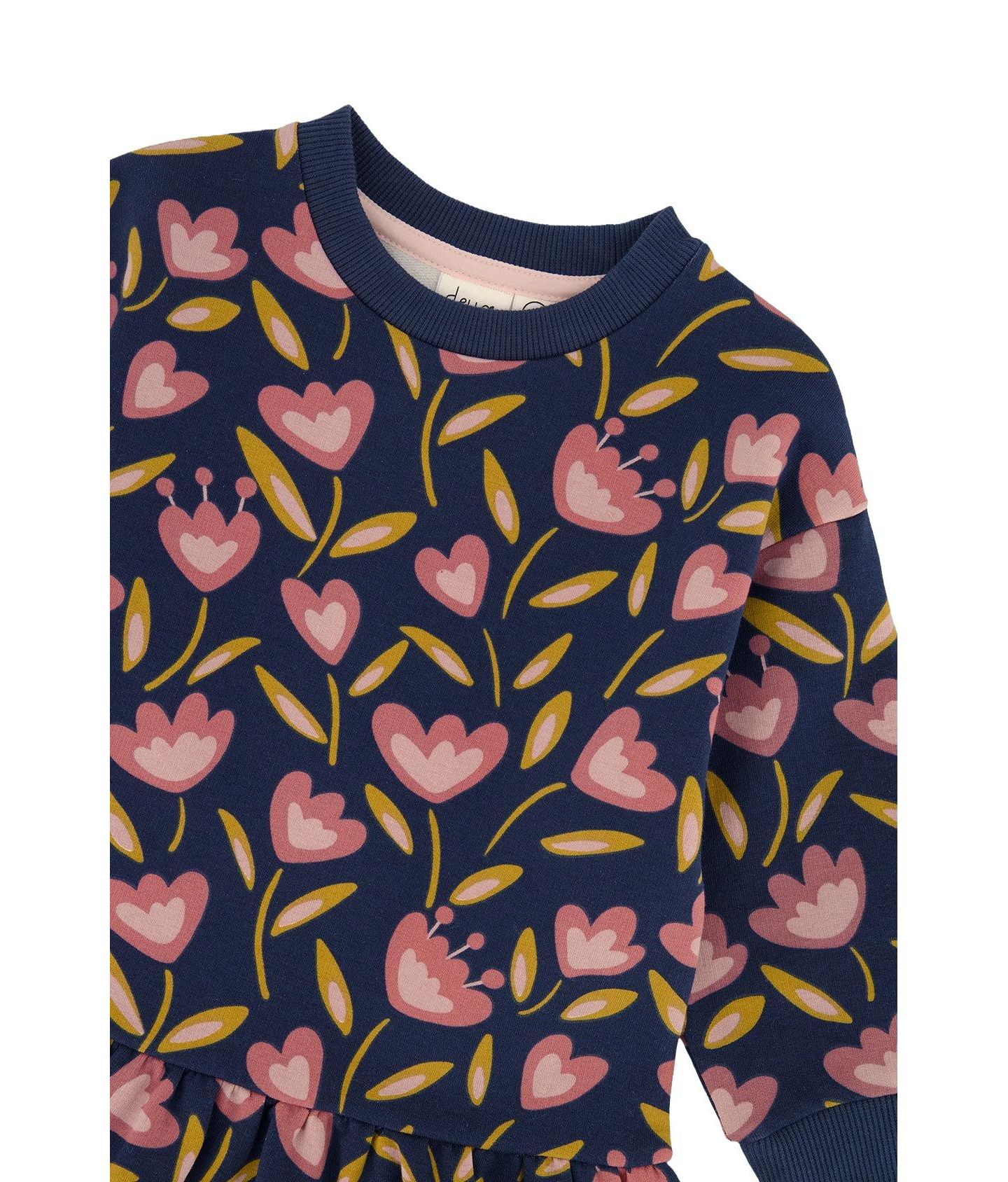 Платье Deux par Deux French Terry Dress Tulip Print для девочек, цвет: Синий с принтом — фото 6