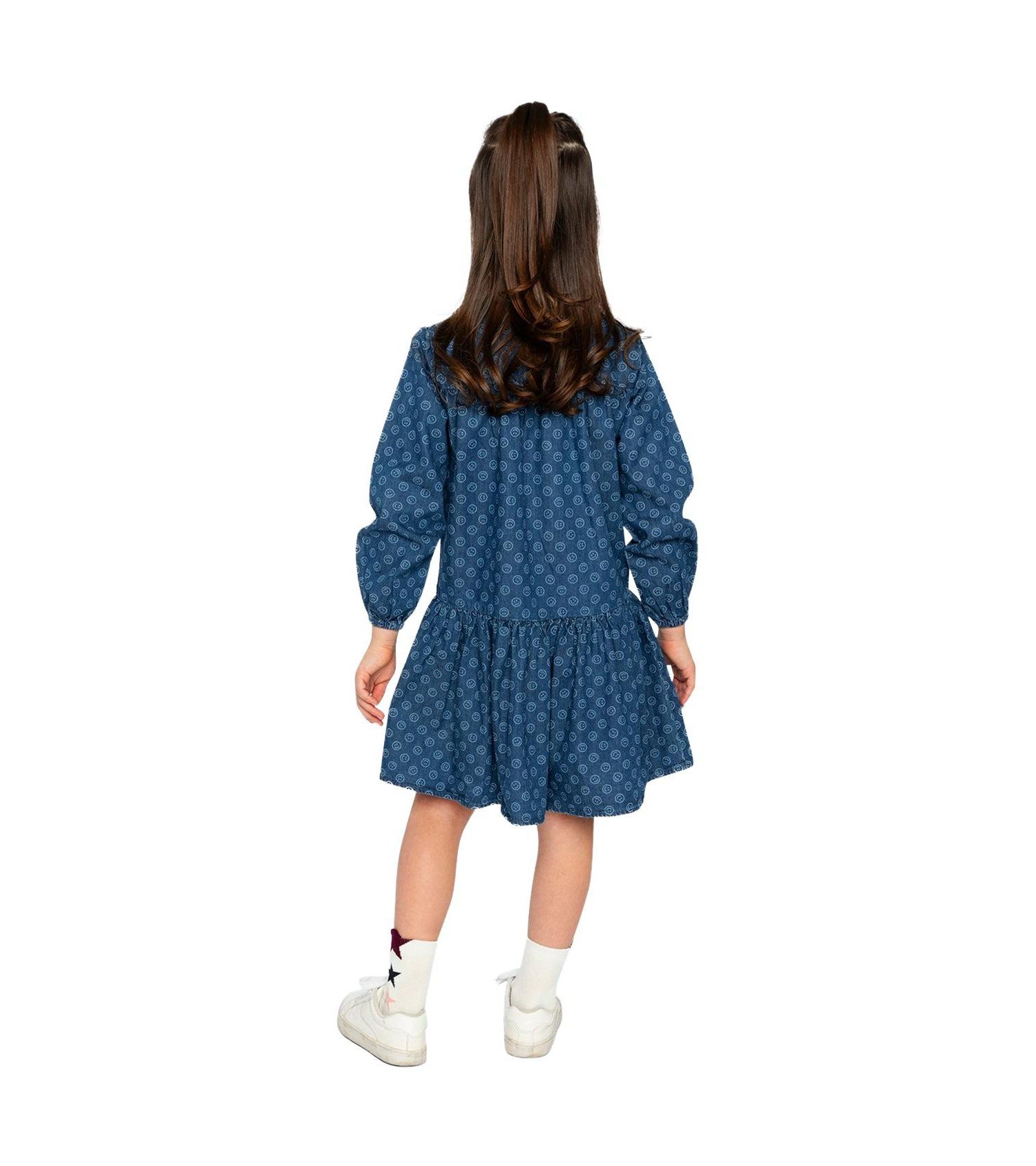 Little and Big Girl 6-14Y Shirt Dress Smiley Print