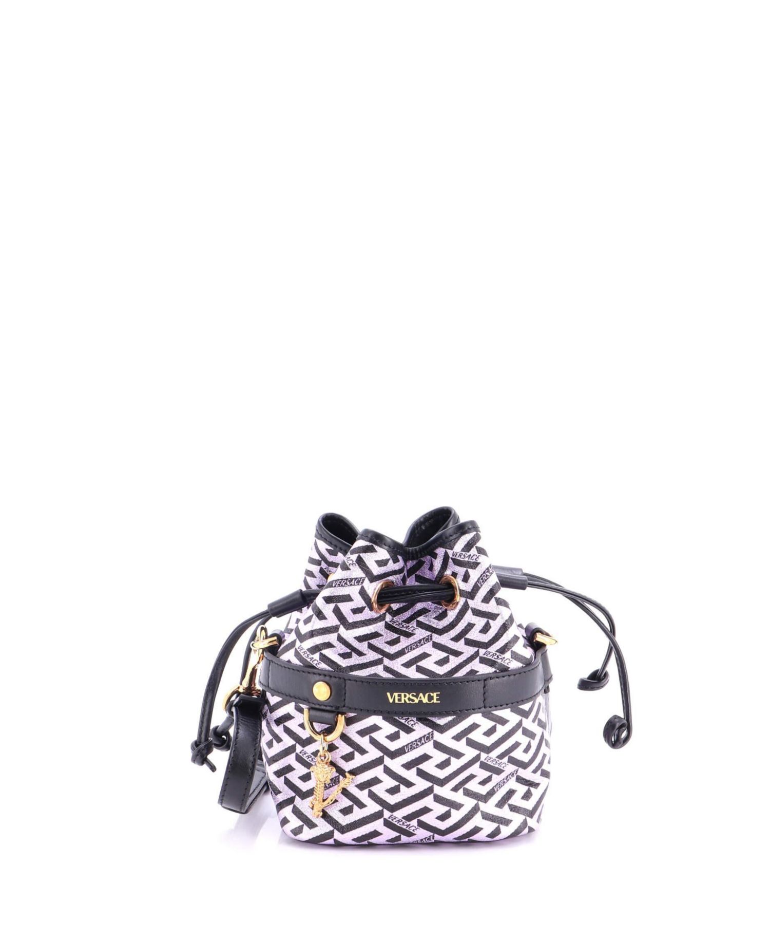 Mini La Greca Bucket Bag Printed Coated Canvas