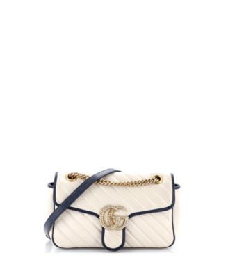 Small GG Marmont Flap Bag Diagonal Quilted Leather