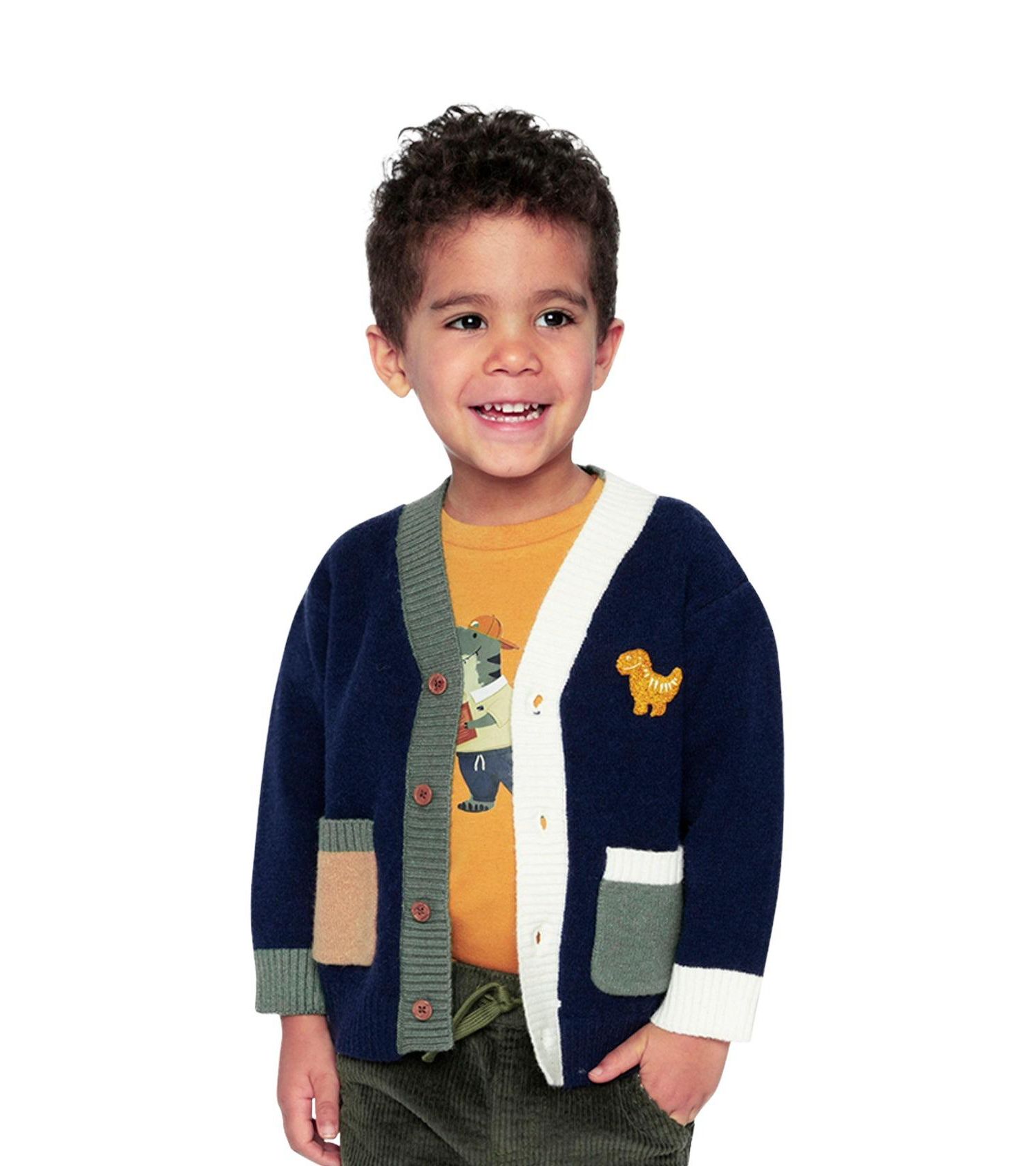 Big Boys 6-8 Years Knit Cardigan with Dino