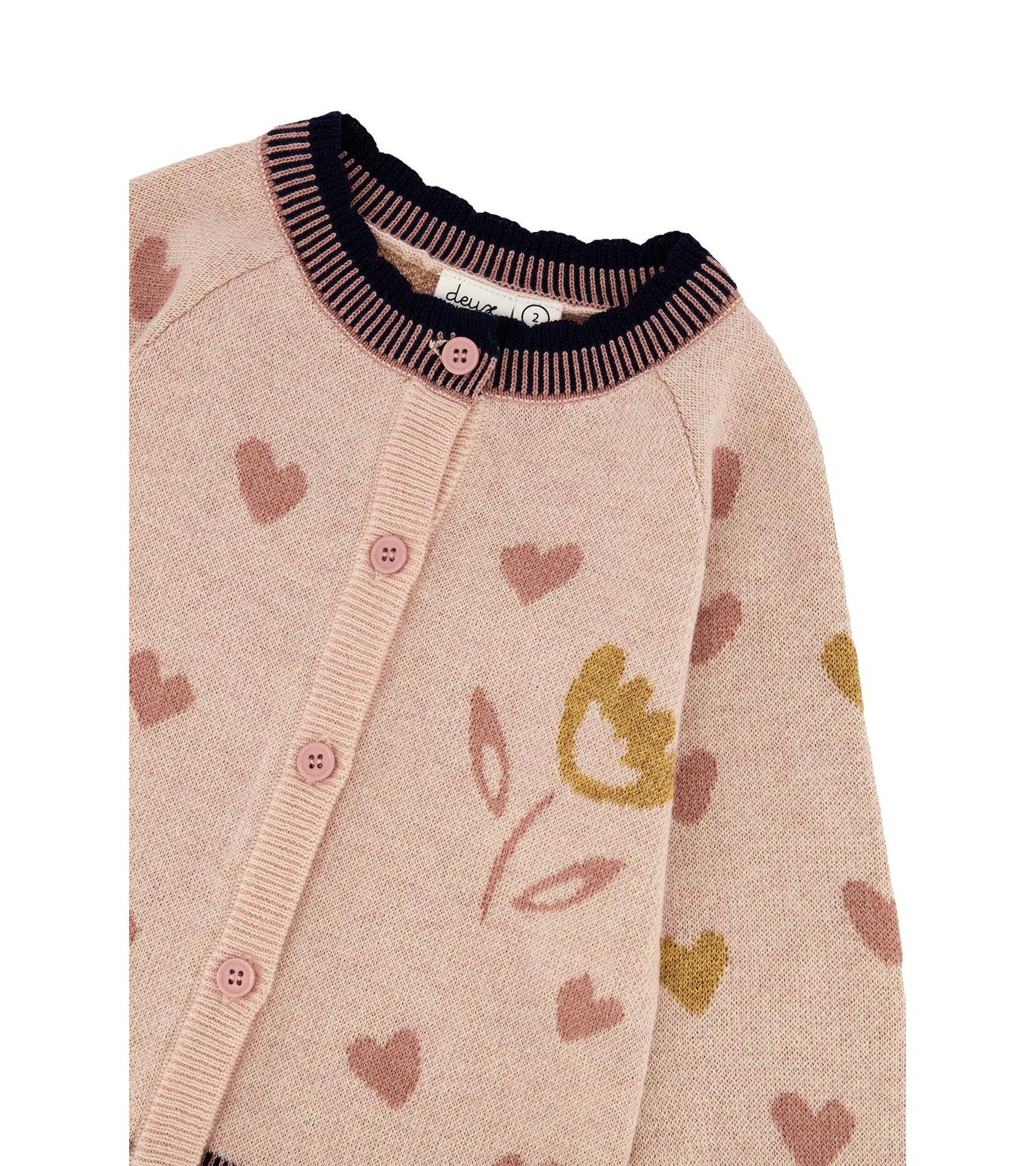 Little and Big Girl (6-8) Knitted Jacquard Cardigan
