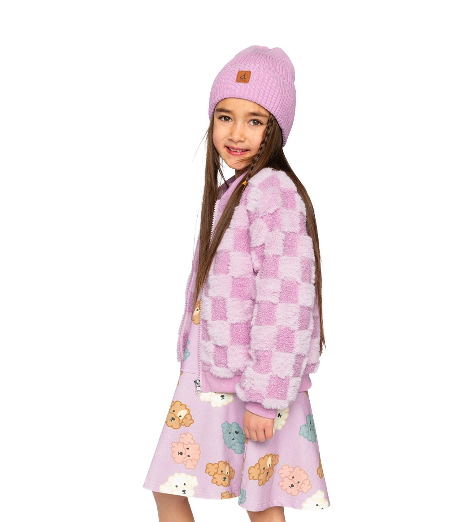Little and Big Girl's (6-12) Faux Fur Jacquard Bomber Jacket