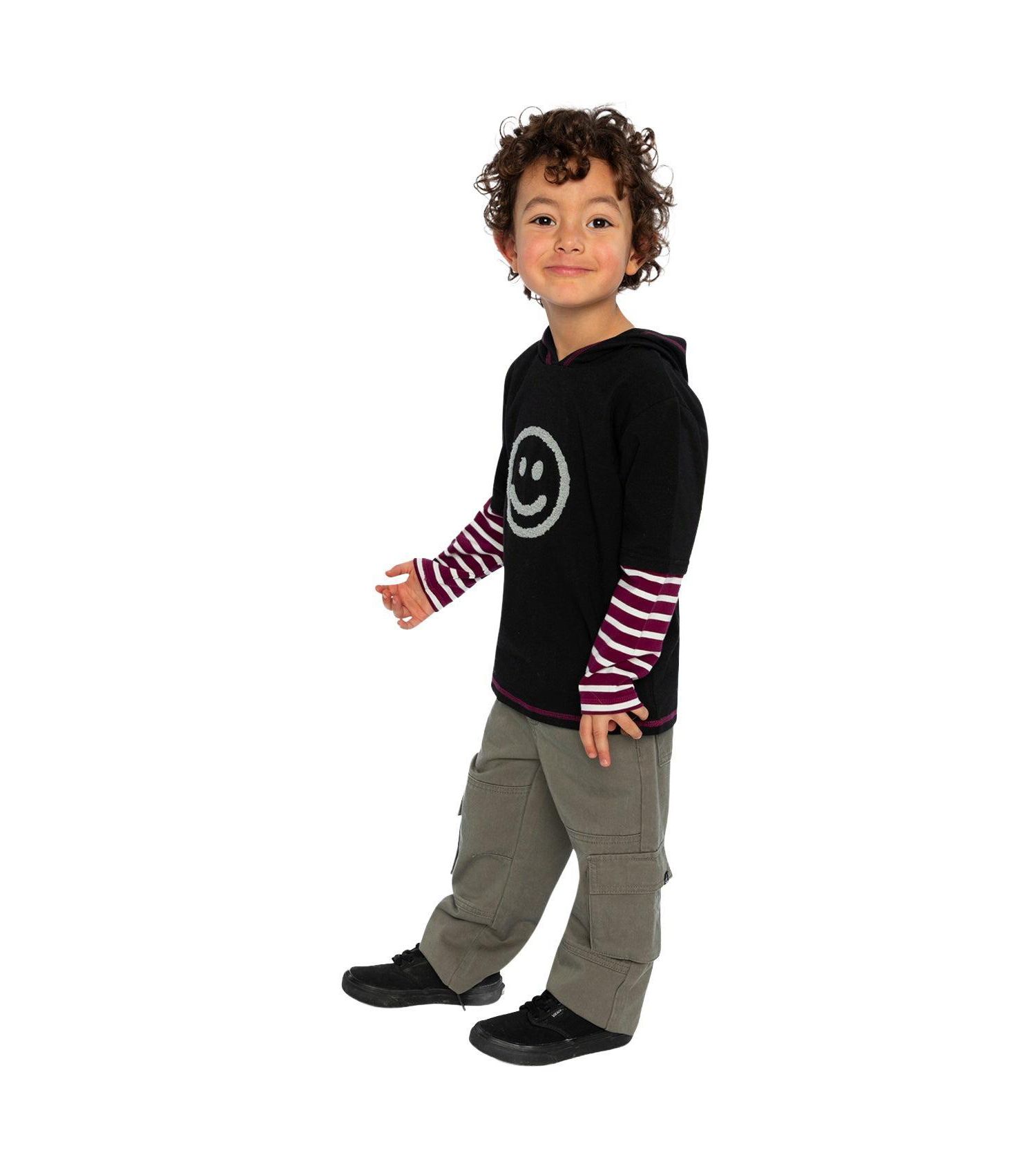 Little and Big Boy 6-12Y Fake Double Sleeve Hooded Shirt