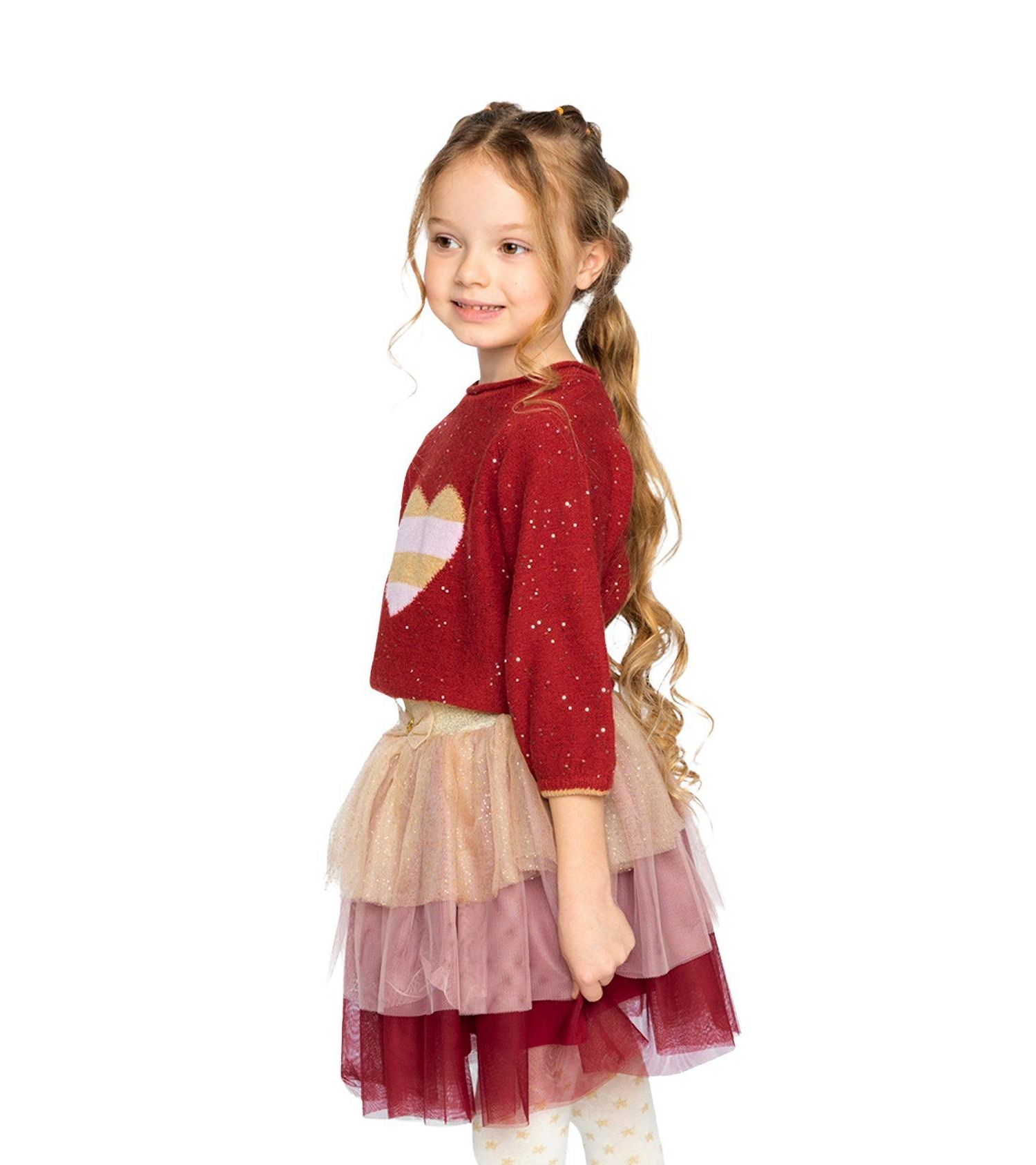 Little and Big Girl(6-14) Sleeve Knitted Sweater