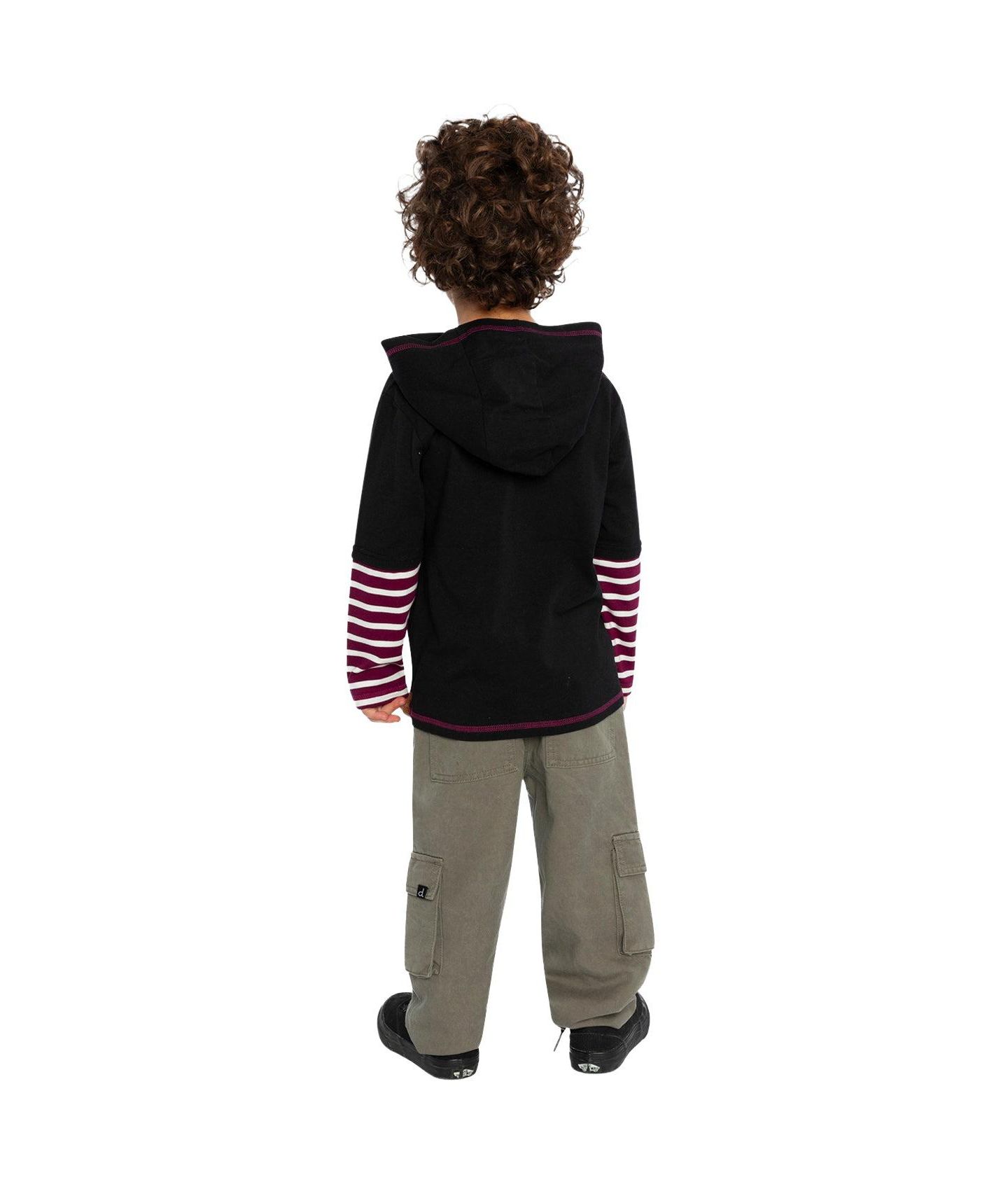 Рубашка Deux par Deux Fake Double Sleeve Hooded Shirt для мальчиков-малышей, цвет: Чёрный — фото 4