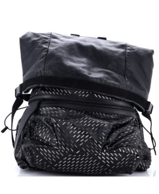 Fold Over Backpack Leather with Perforated Detail