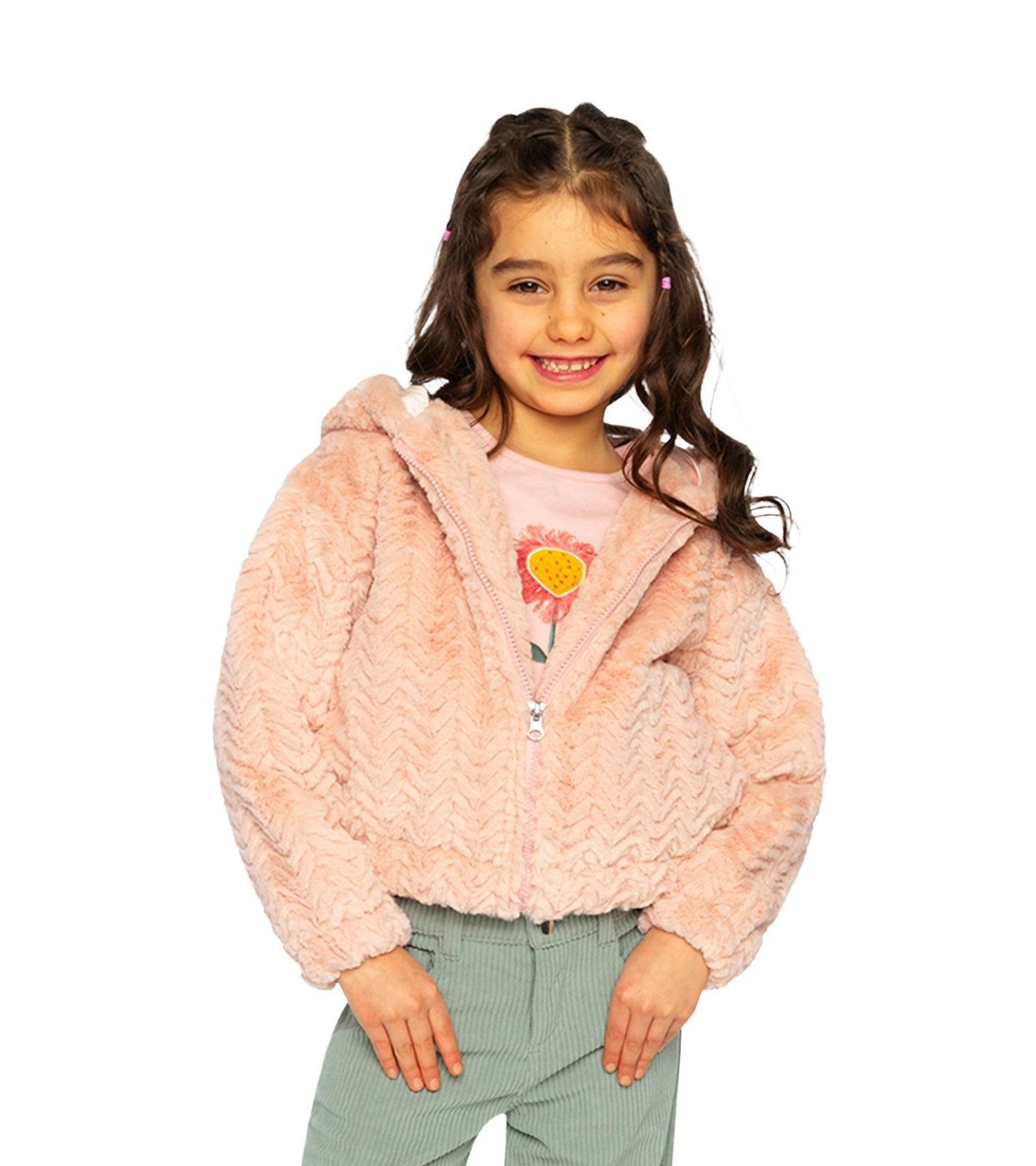 Little and Big Girl's (6-14) Faux Fur Hooded Cardigan