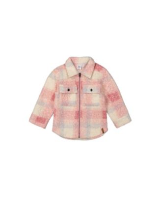 Toddler Girl's(2T-5T) Zipped With Chest Pockets Plaid Overshirt