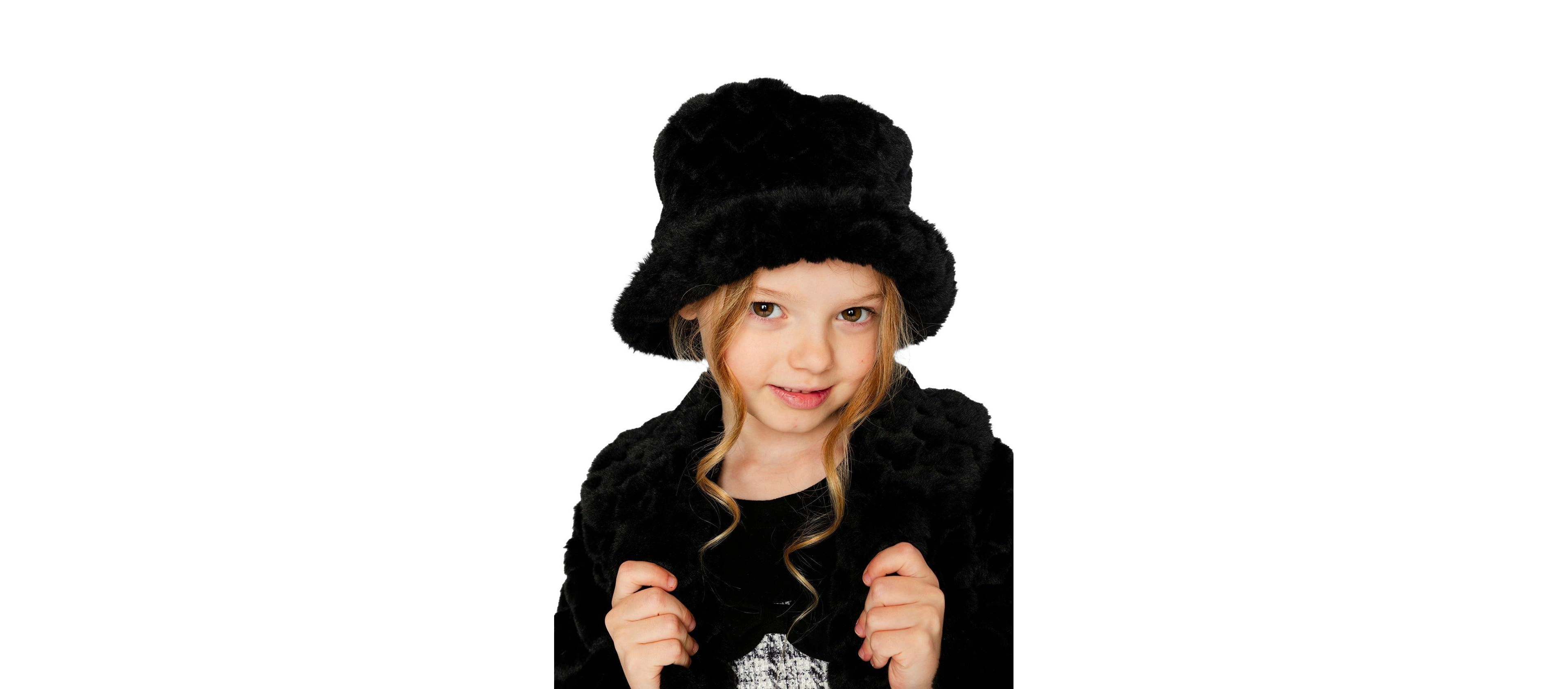 Deux par Deux Big Girl (7-12) Faux Fur Bucket Hat