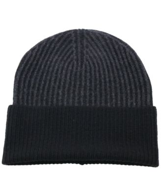 Men's Two-Tone Rib Cashmere Beanie