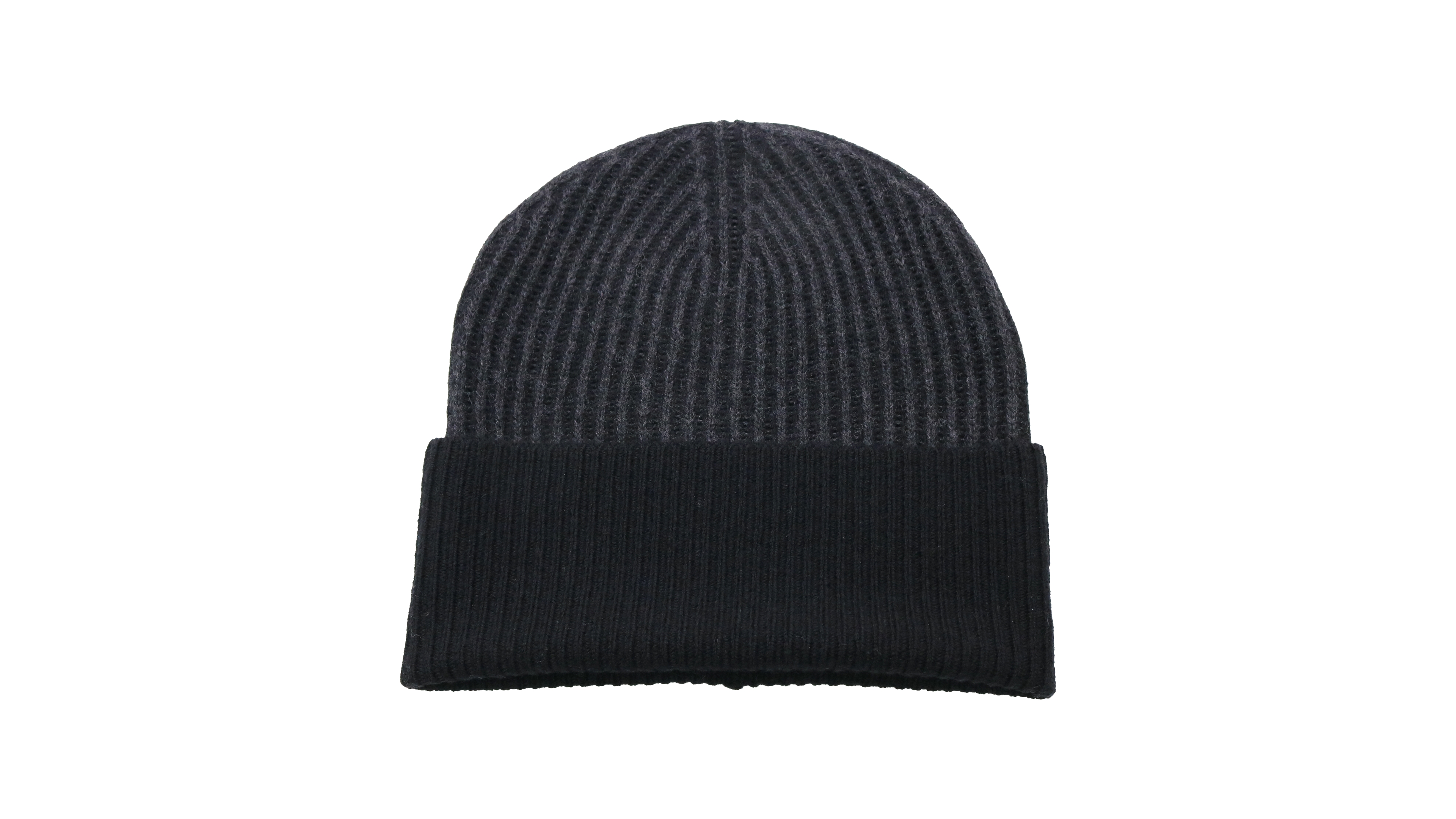 Portolano Men's Two-Tone Rib Cashmere Beanie