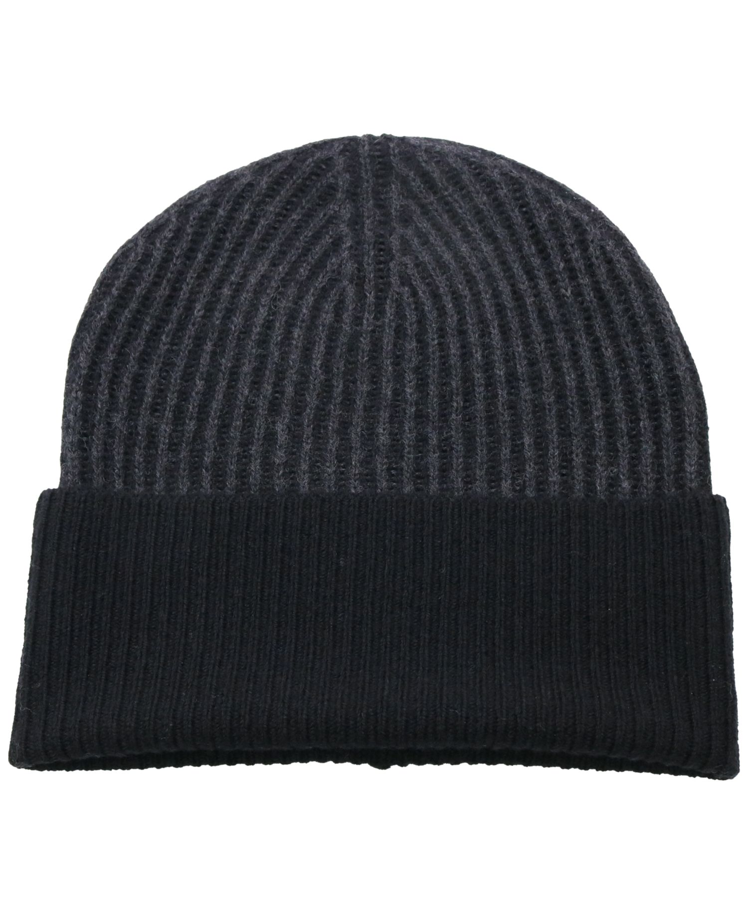 Men's Two-Tone Rib Cashmere Beanie