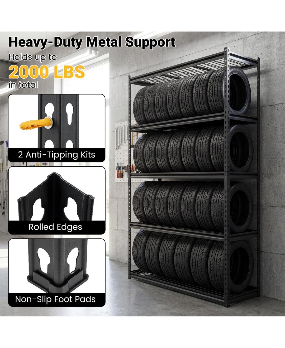 Costway Tier Heavy-Duty Utility Shelf with Adjustable Wire Racks