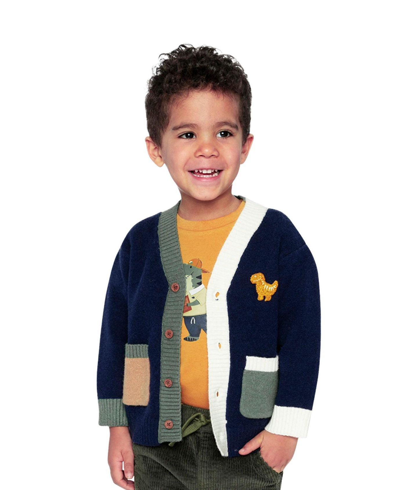 Кардиган Deux par Deux Knit Cardigan для мальчиков-малышей, цвет: Синий / Зелёный — фото 4