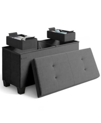30-Inch Velvet Storage Ottoman with Bin, Small Foot Stool and Seat for Living Room