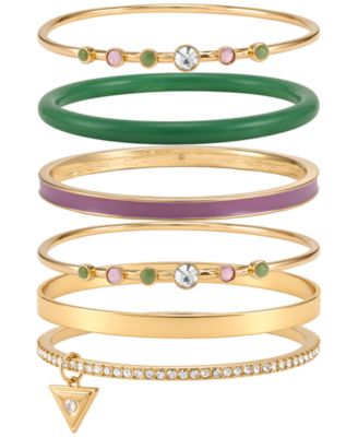 Gold-Tone Multi-Stone Bangle Bracelet, 6-Piece Set