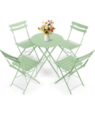 5Piece Patio Bistro Set - Metal Frame Folding Patio Furniture, Bistro Table and Chairs Set, No Assembly Needed, for Balcony, Yard, Garden