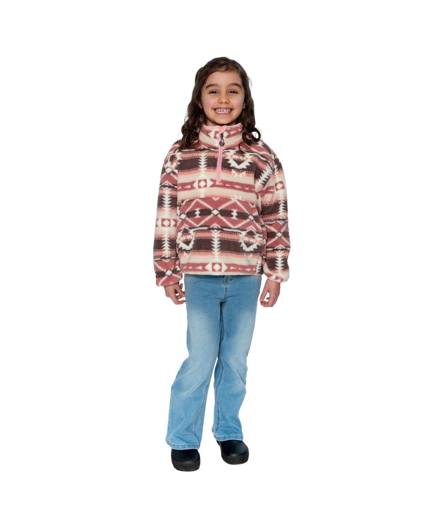 Свитеры Deux par Deux Mid-Season Plush Pullover Jacket Aztec для девочек-малышей, цвет: Розовый — фото 2