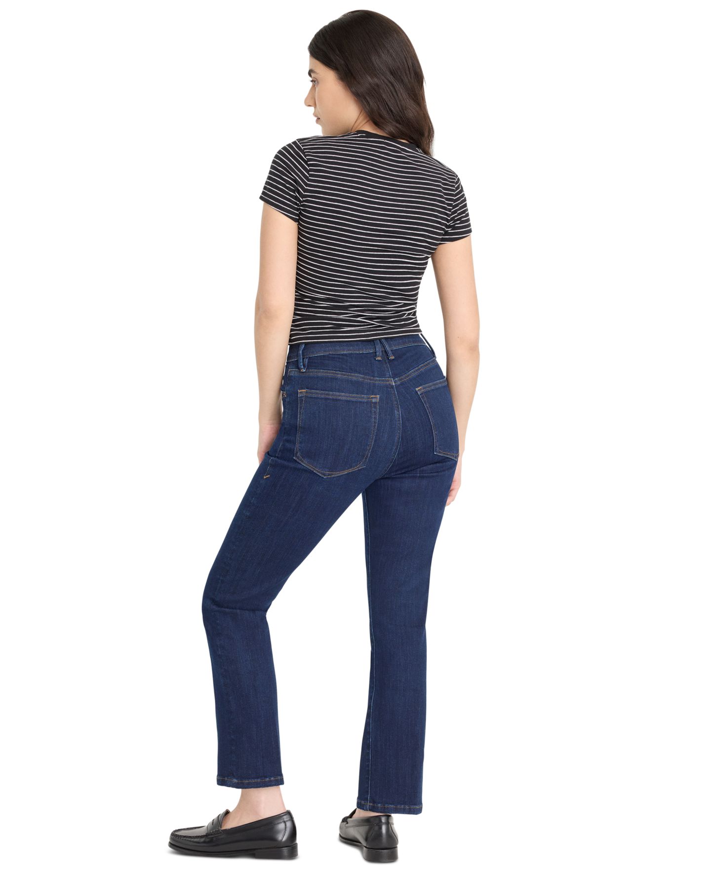 Женские джинсы Good American Petite Mid-Rise Straight-Leg, цвет: Индиго — фото 4