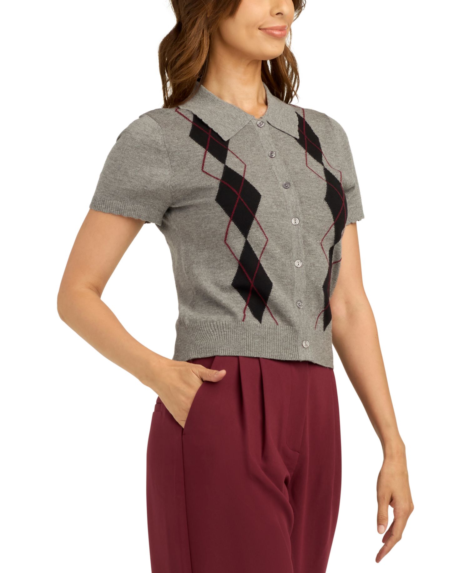 Juniors' Button-Front Sweater Cardigan