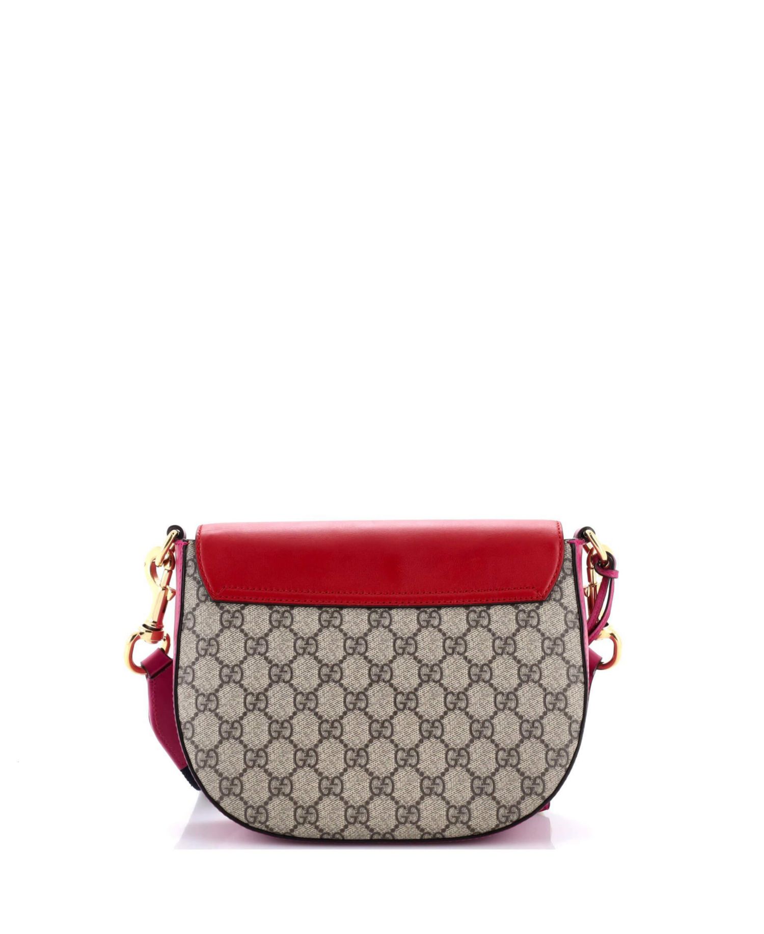 Medium Padlock Saddle Shoulder Bag GG Coated Canvas and Leather