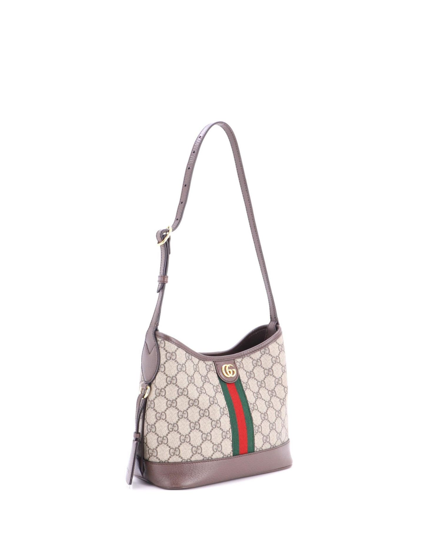 Small Ophidia Open Bucket Bag GG Coated Canvas with Leather