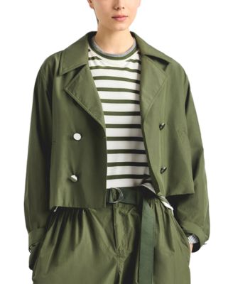 Women's Renata Poplin Button Front Cropped Trench Jacket