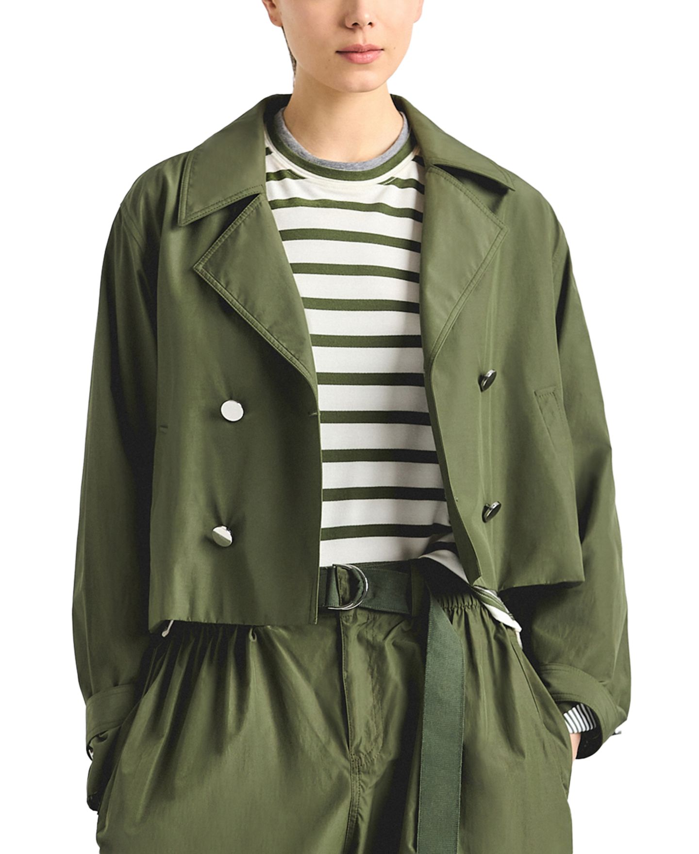 Женская куртка Derek Lam 10 Crosby Renata Poplin Button Front Cropped Trench — фото 1