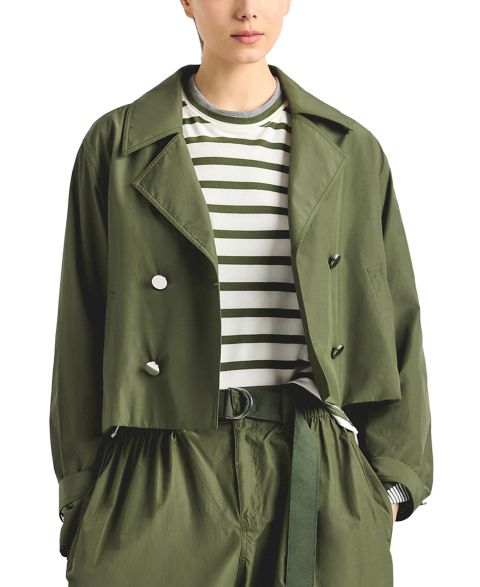 Женские куртки Derek Lam 10 Crosby Women's Renata Poplin Button Front Cropped Trench Jacket