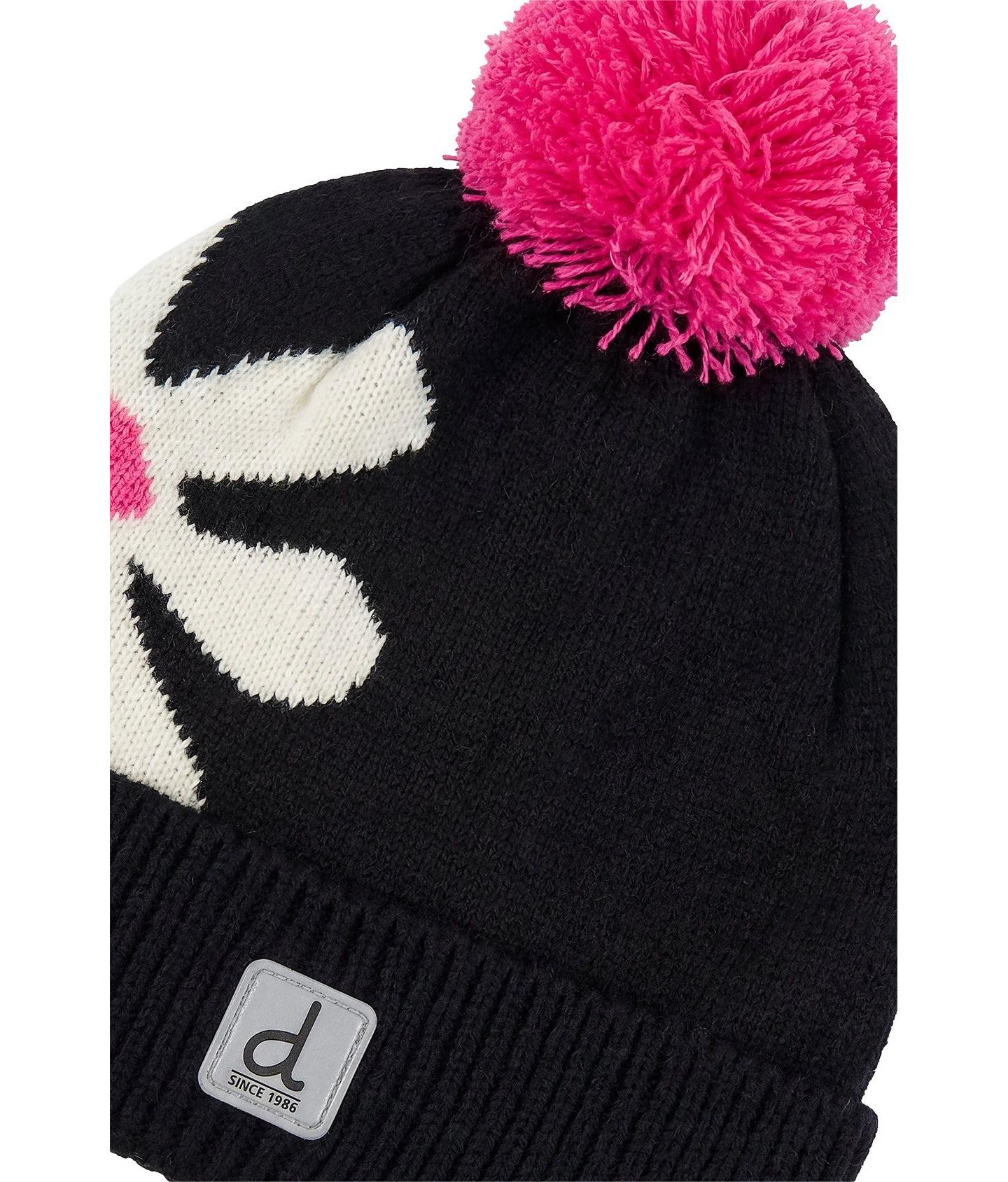 Шапка Deux par Deux Winter Knit Hat with Pompom для девочек, цвет: Чёрный / Белый — фото 4