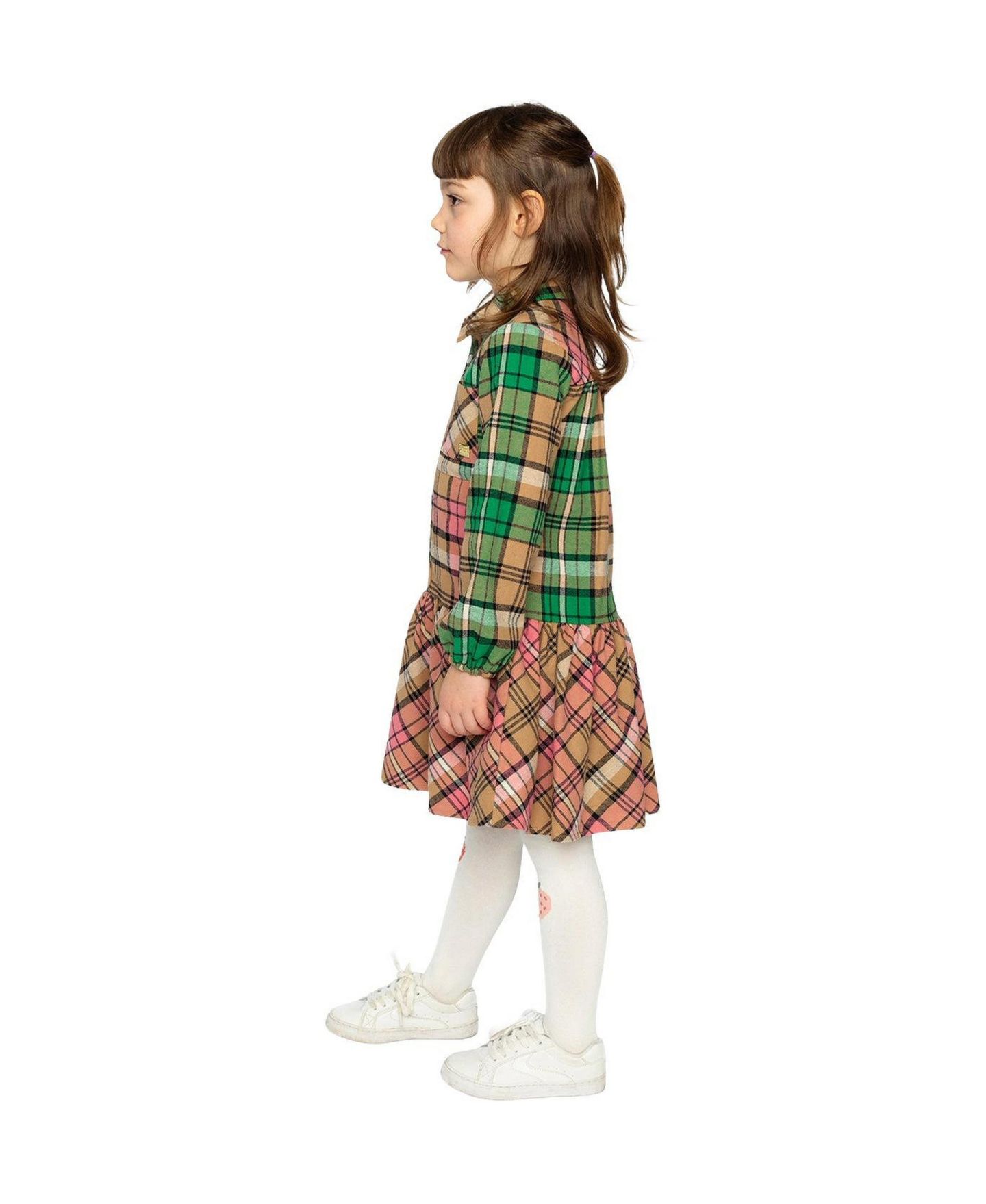 Платья Deux par Deux Shirt Plaid Dress для девочек, цвет: Розовый / Зелёный — фото 3