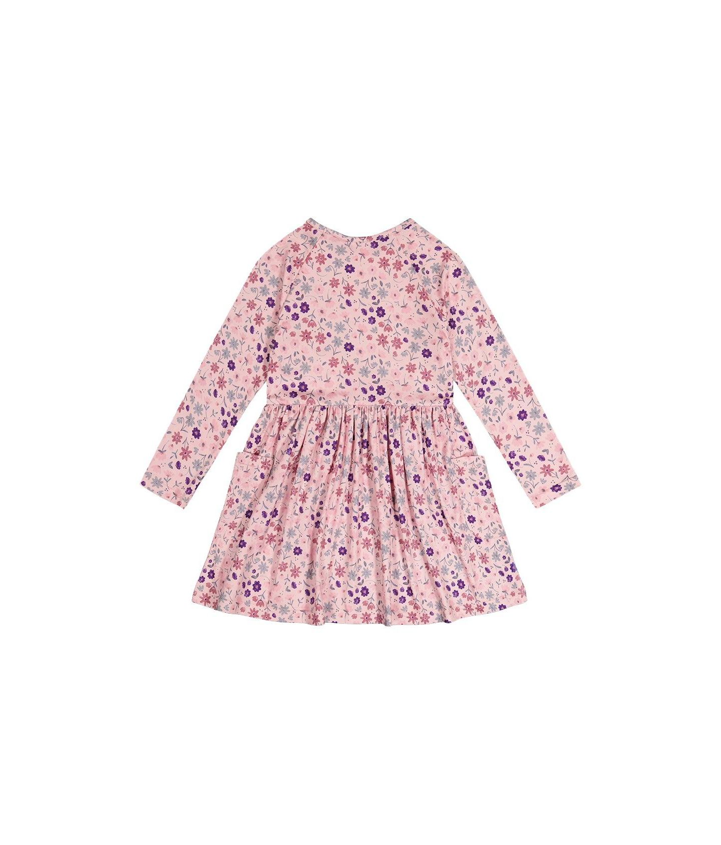 Платье Deux par Deux Long Sleeve Dress Print Daisies для девочек-малышей, цвет: Розовый с принтом — фото 5