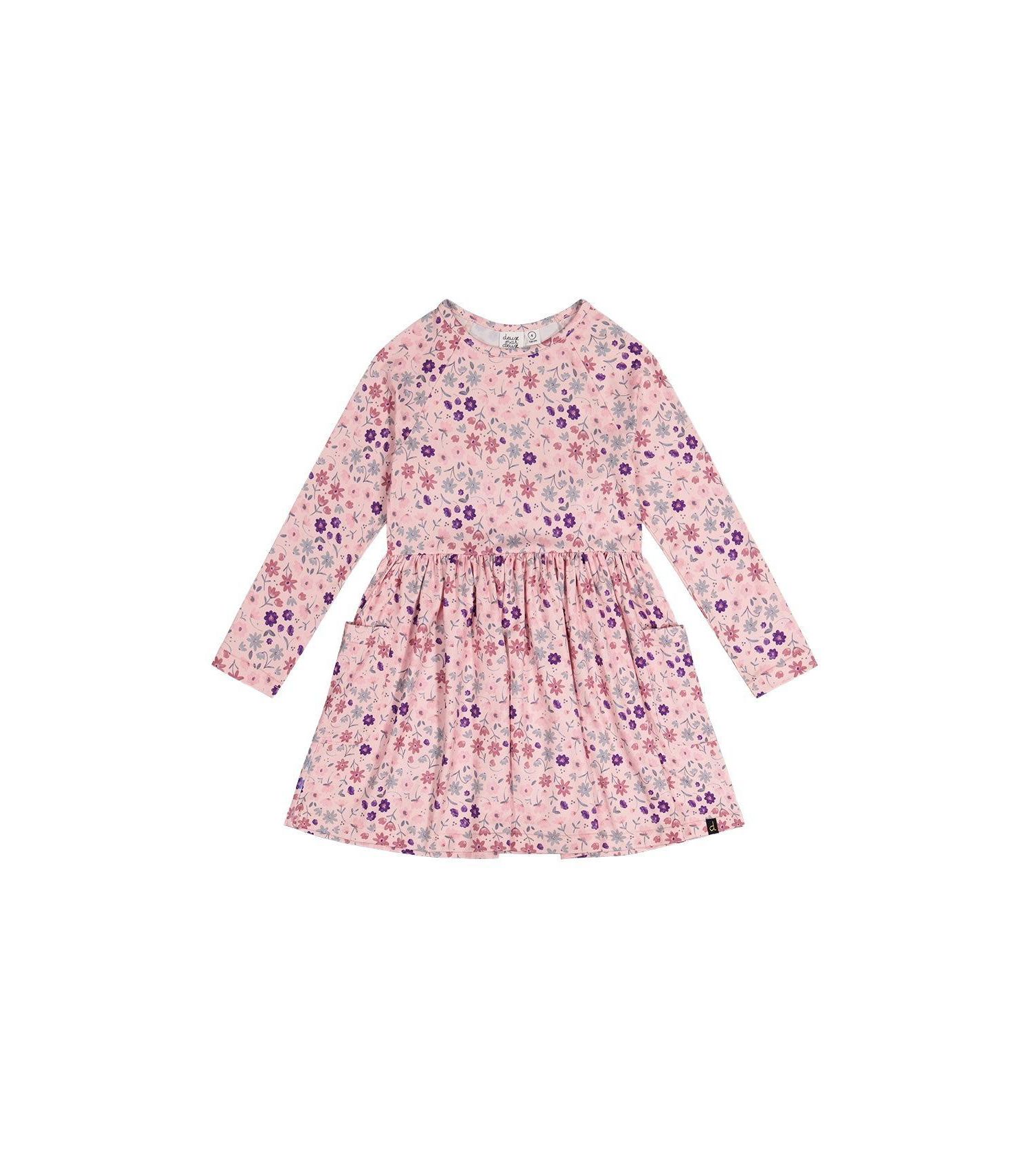 Little and Big Girl 6-12 Long Sleeve Dress Print Daisies