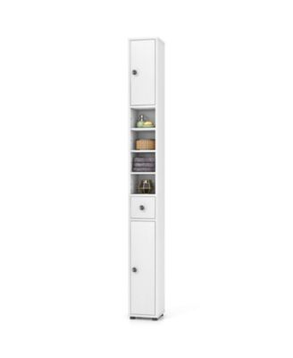 Slim Bathroom Tall Cabinet with 2 Doors, 1 Drawer and 5 Adjustable Shelves for Home