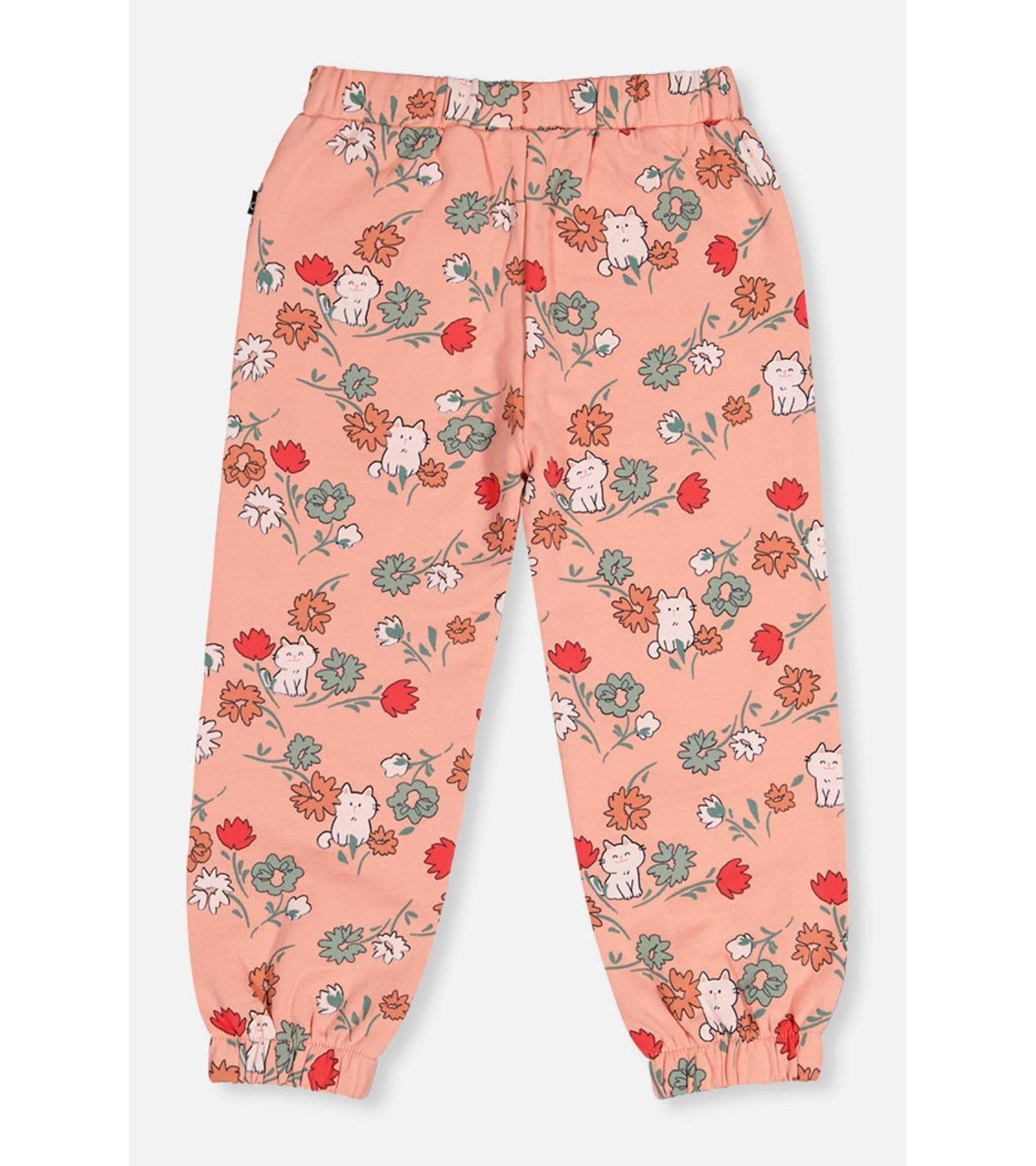 Little Girls (6-8) French Terry Sweatpants Cat Print