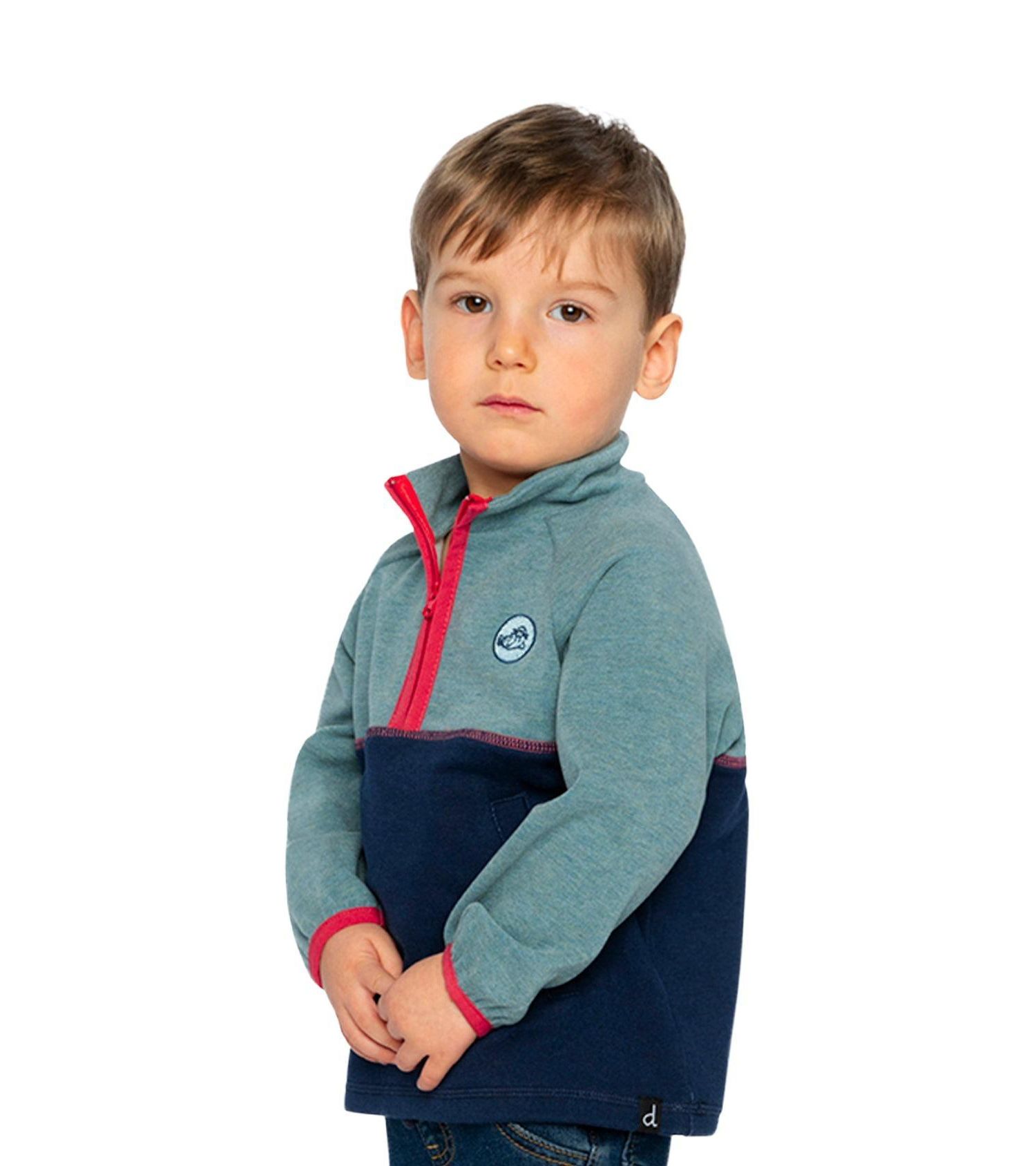Baby Boys 12M - 24M Zip Mock Neck Top Pale Turquoise