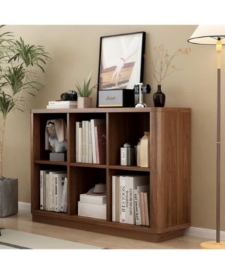 40 Inch Wide 6-Cube Curved Edge Low Horizontal Farmhouse Bookcase
