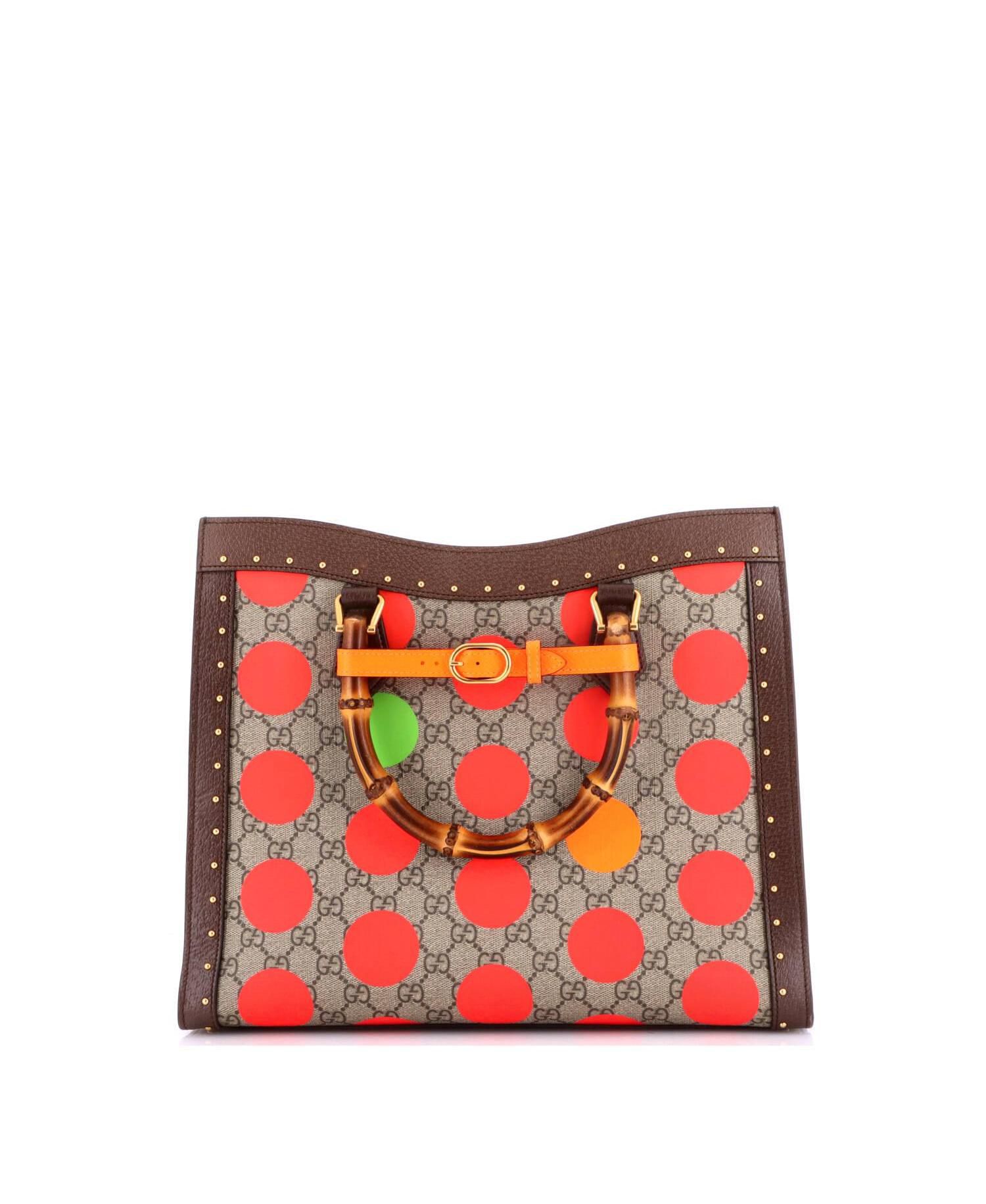 Medium Diana NM Bamboo Handle Tote Printed GG Coated Canvas and Studded Leather
