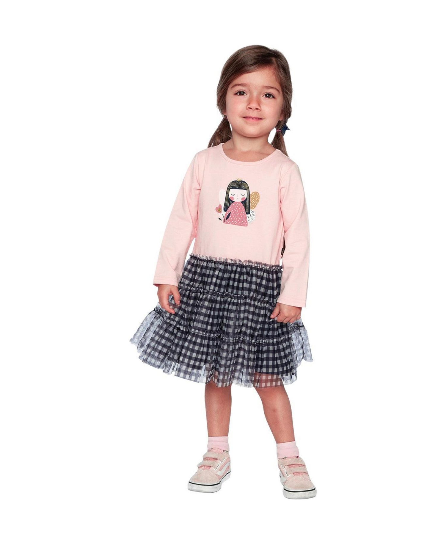 Little and Big Girl 6-8 Bi-Material Dress