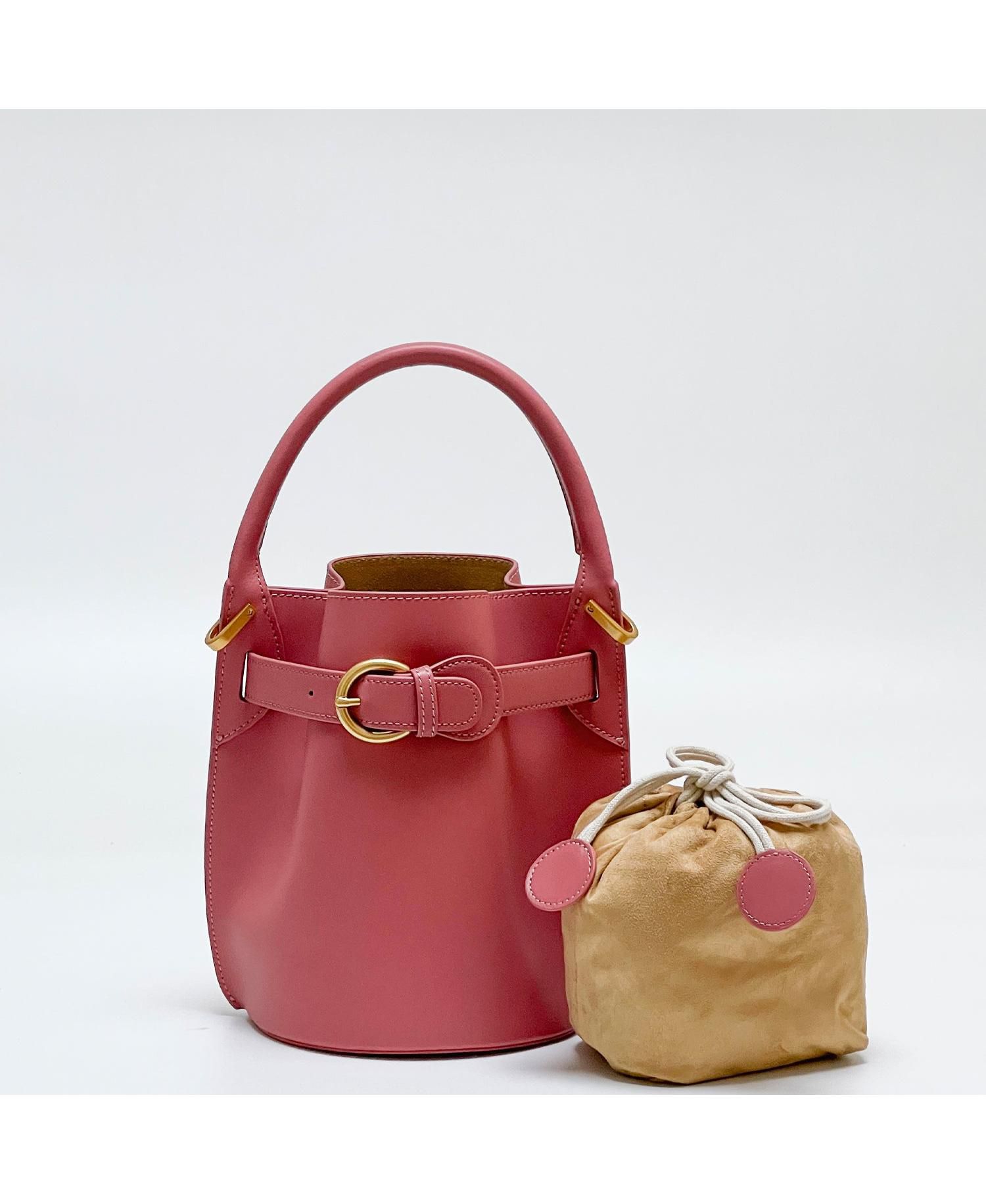 Blair Leather Small Bucket Bag Women's Crossbody Purse with Belt Drawstring