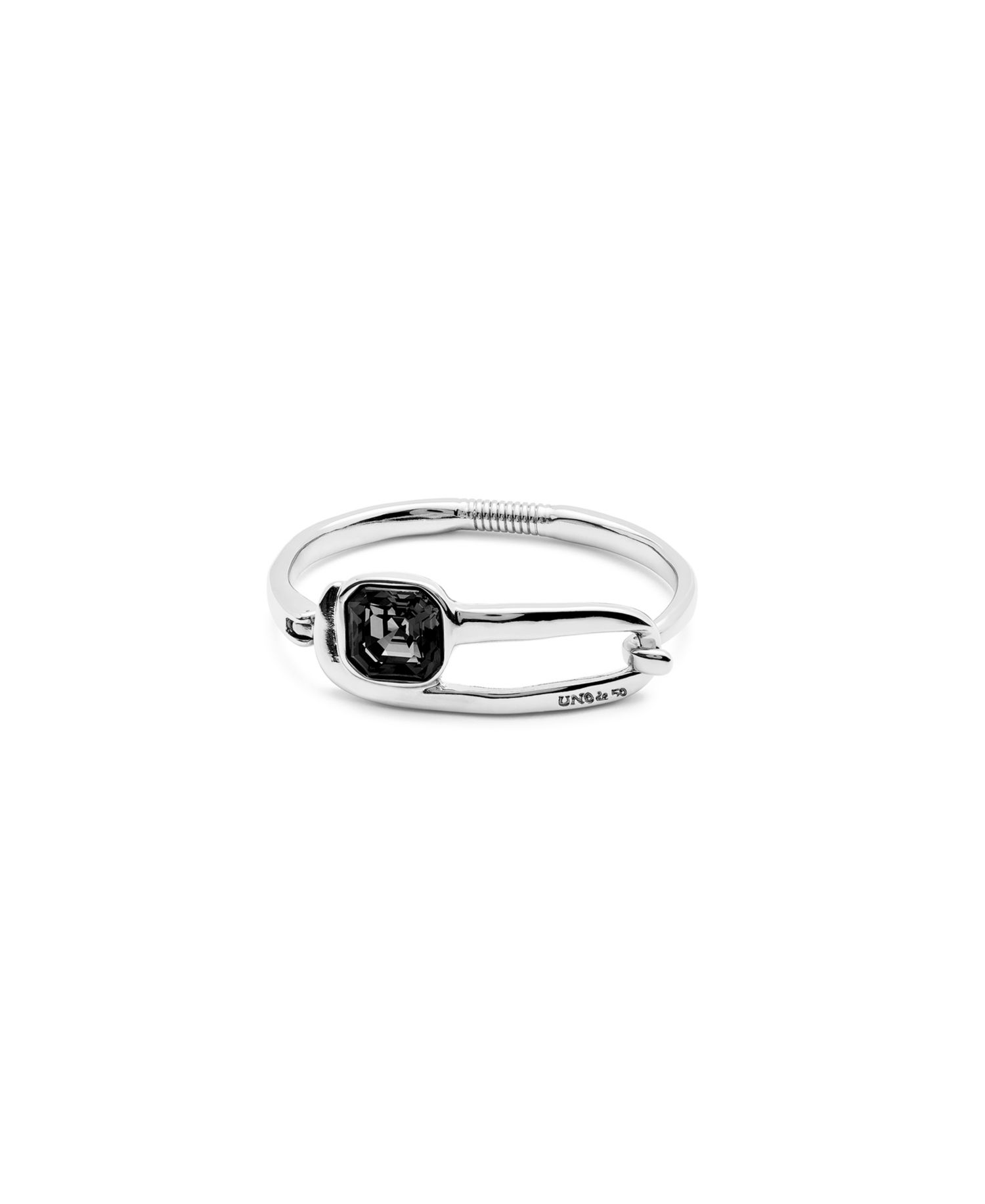 Silver Metal Alloy Black Faceted Glass Bracelet