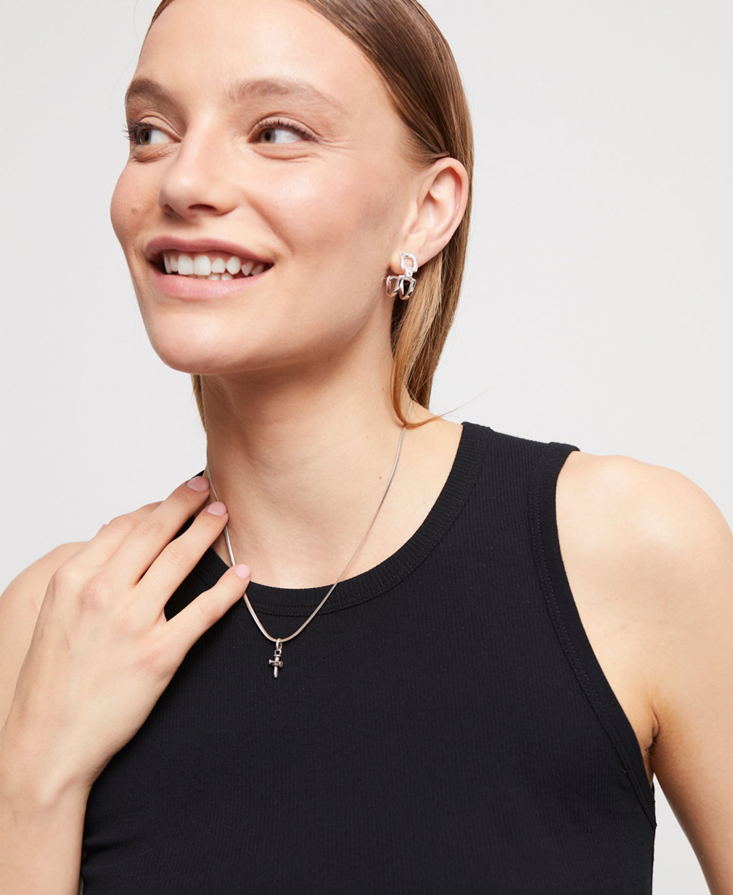Silver Metal Alloy Long Necklace