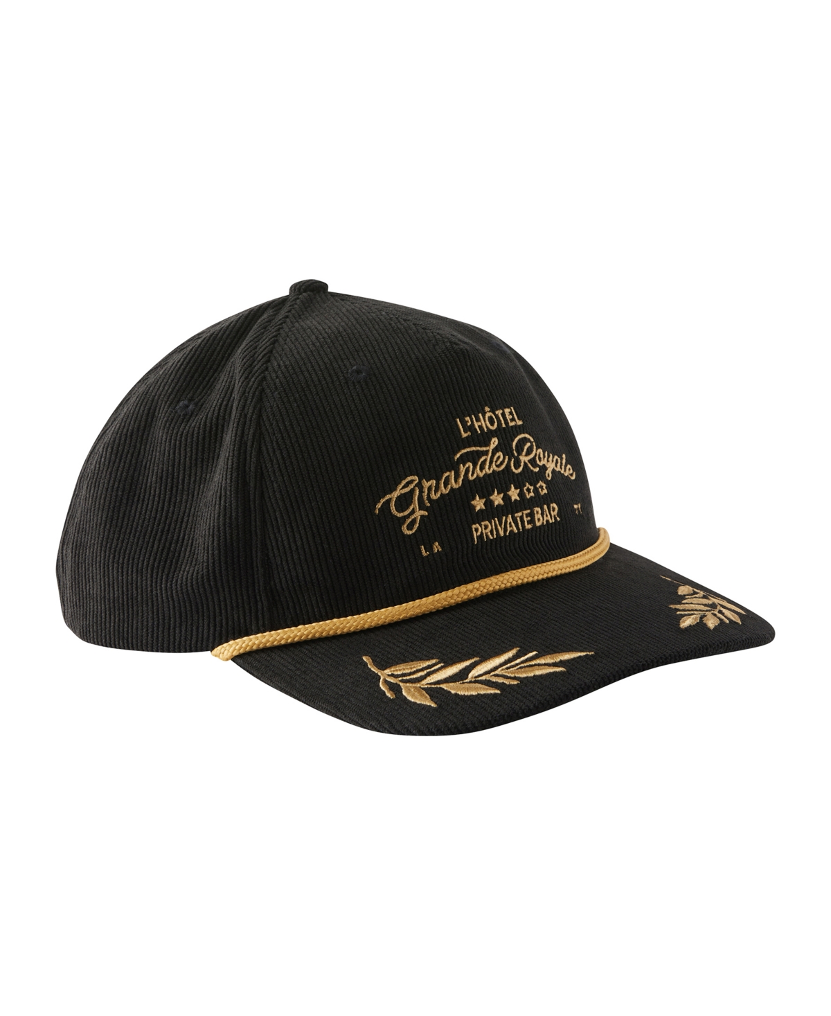 Cotton On Men's 5 Panel Hat In Black Cord,grand Royale