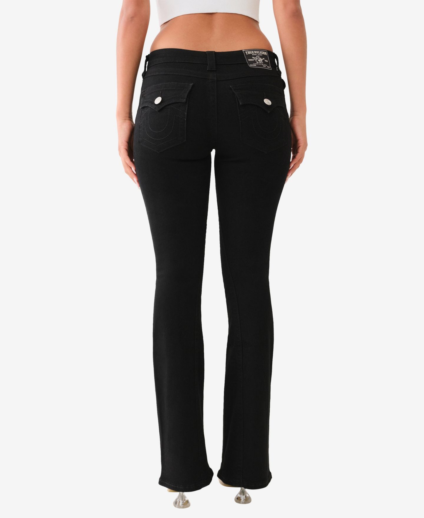 Женские джинсы True Religion Joey Mid-Rise Flare Flap, цвет: Чёрный — фото 2