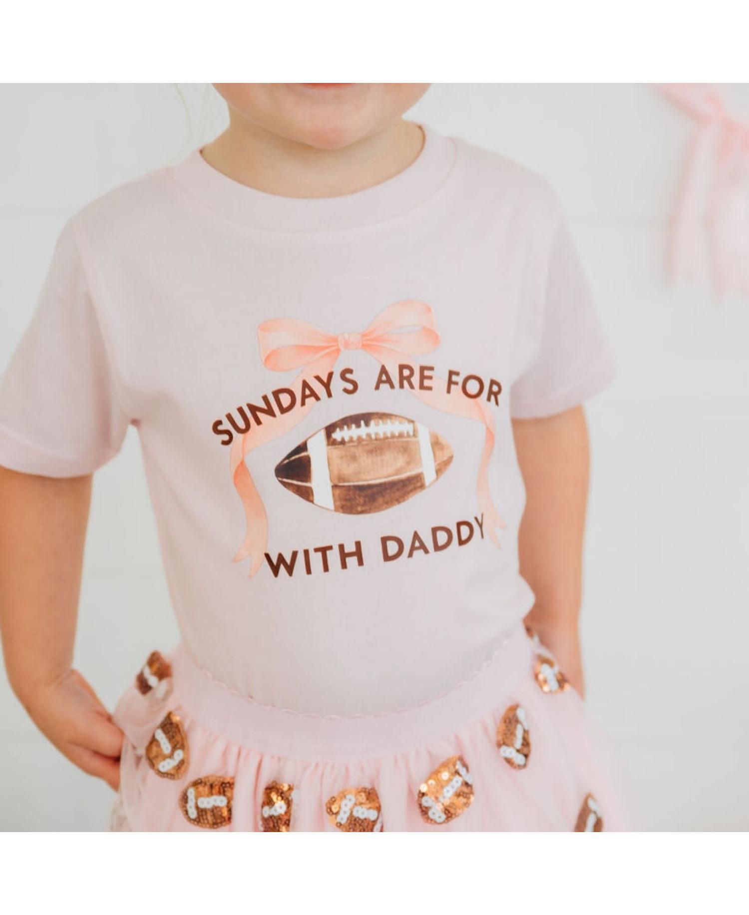 Little Girls Sundays Are For Football Short Sleeve T-Shirt